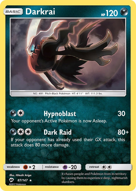 Darkrai 87/147 Reverse Holo Pokémon League Promo (Burning Shadows Seasons 1) August 2017 - MissingNo.