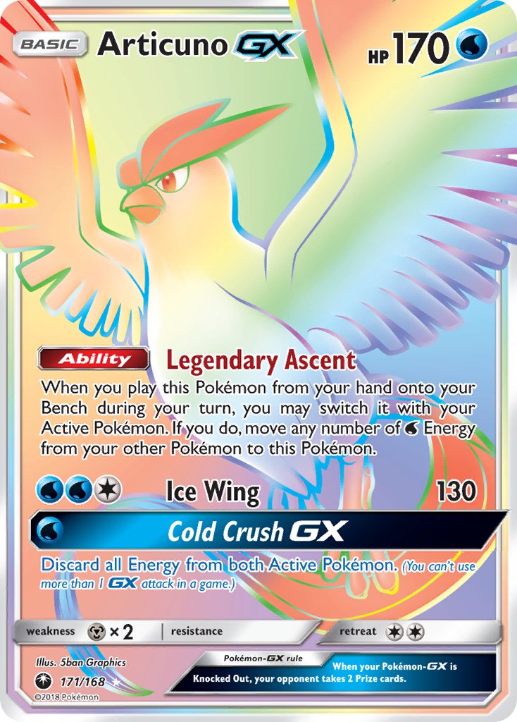 Articuno GX 171/168 Rainbow Secret Rare GX - MissingNo.