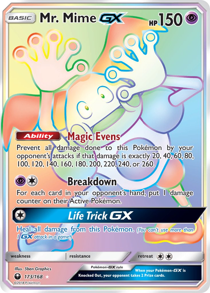Mr. Mime GX 173/168 Rainbow Secret Rare GX - MissingNo.