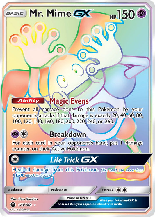 Mr. Mime GX 173/168 Rainbow Secret Rare GX - MissingNo.