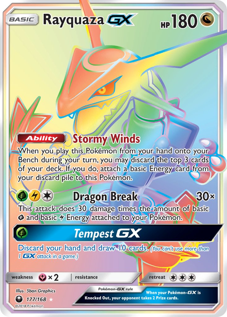 Rayquaza GX 177/168 Rainbow Secret Rare GX - MissingNo.