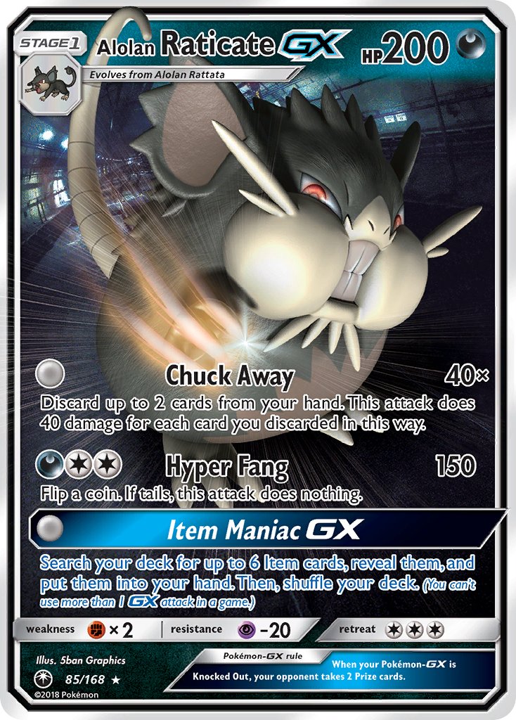 Alolan Raticate GX 85/168 Holo Rare GX - MissingNo.