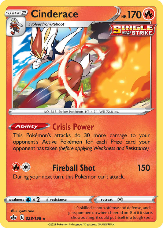 Cinderace 28/198 Non-Holo Chilling Reign Build & Battle Box Exclusive