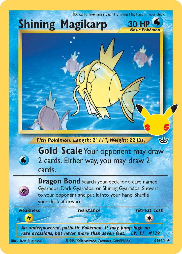 Shining Magikarp 66/64 Holo Rare Classic - MissingNo.