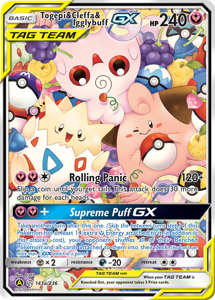 Togepi & Cleffa & Igglybuff GX 143a/236 Yellow A Alternate art Small But Mighty Premium Collection - MissingNo.