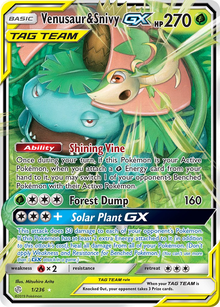 Venusaur & Snivy GX 1/236 Holo Rare GX - MissingNo.
