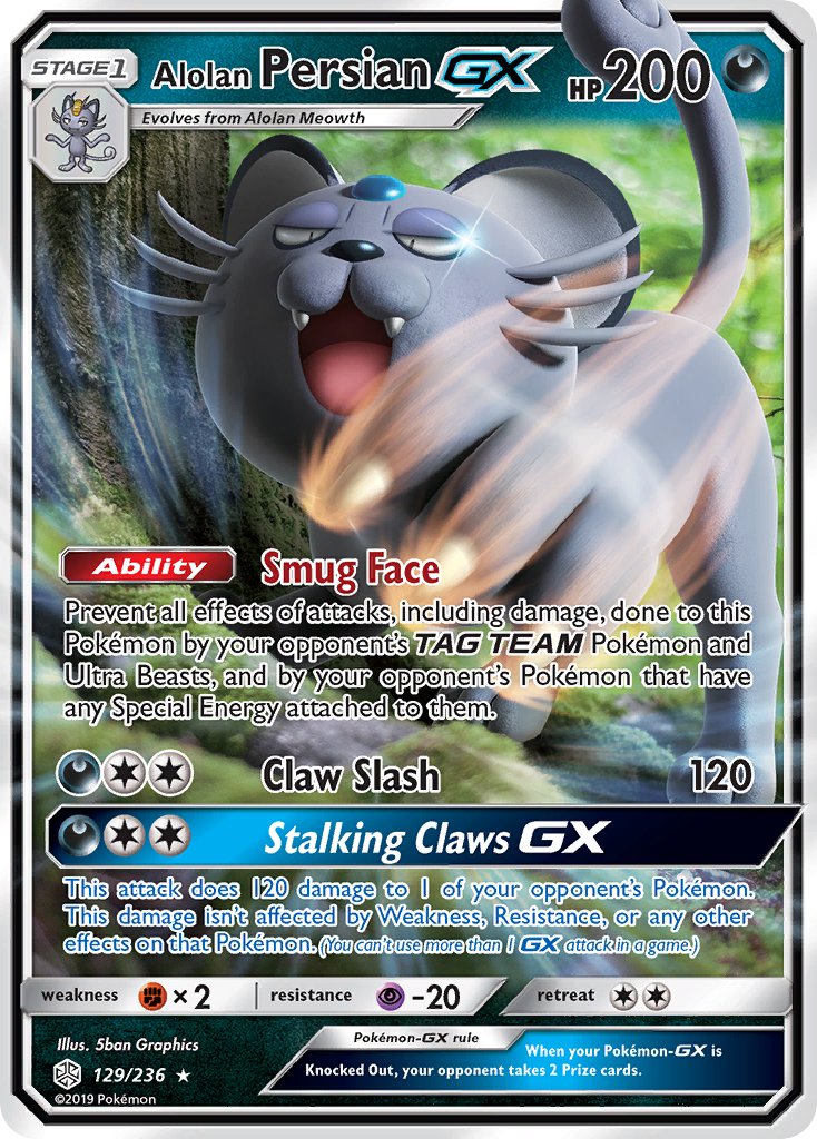 Alolan Persian GX 129/236 Holo Rare GX - MissingNo.