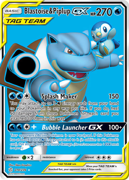 Blastoise & Piplup GX 214/236 Holo Ultra Rare GX - MissingNo.