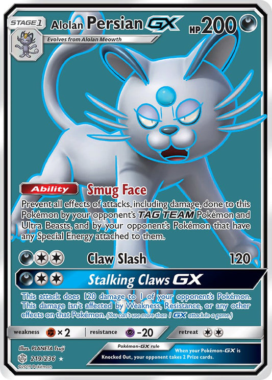 Alolan Persian GX 219/236 Holo Ultra Rare GX - MissingNo.
