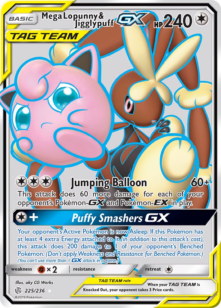 Mega Lopunny & Jigglypuff GX 225/236 Holo Ultra Rare GX - MissingNo.