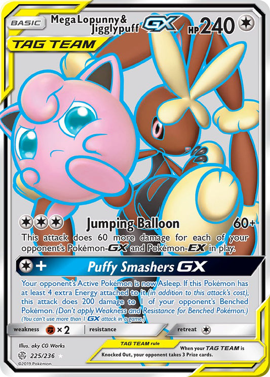 Mega Lopunny & Jigglypuff GX 225/236 Holo Ultra Rare GX - MissingNo.