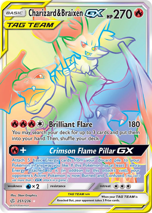 Charizard & Braixen GX 251/236 Rainbow Secret Rare GX - MissingNo.