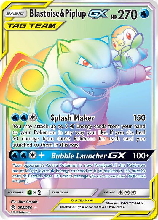 Blastoise & Piplup GX 253/236 Rainbow Secret Rare GX - MissingNo.