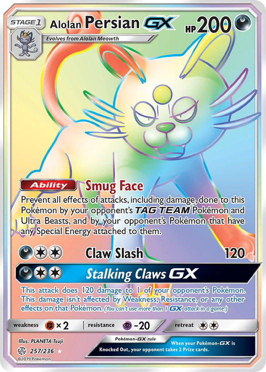 Alolan Persian GX 257/236 Rainbow Secret Rare GX - MissingNo.