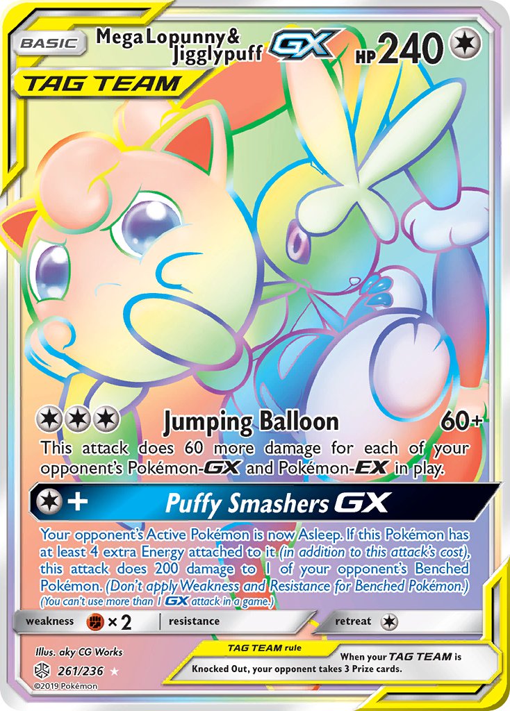 Mega Lopunny & Jigglypuff GX 261/236 Rainbow Secret Rare GX - MissingNo.