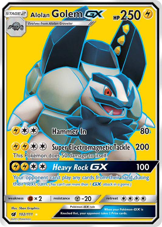 Alolan Golem GX 102/111 Holo Ultra Rare GX - MissingNo.