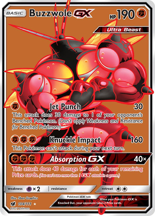 Buzzwole GX 104/111 Holo Ultra Rare Ultra Beast GX - MissingNo.