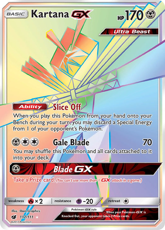 Kartana GX 117/111 Rainbow Secret Rare Ultra Beast GX - MissingNo.