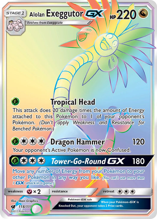Alolan Exeggutor GX 118/111 Rainbow Secret Rare GX - MissingNo.