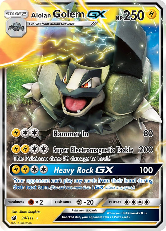 Alolan Golem GX 34/111 Holo Rare GX - MissingNo.
