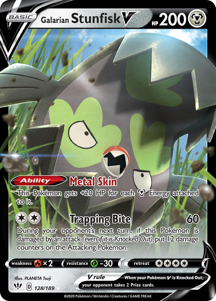 Galarian Stunfisk V 128/189 Holo Rare V - MissingNo.