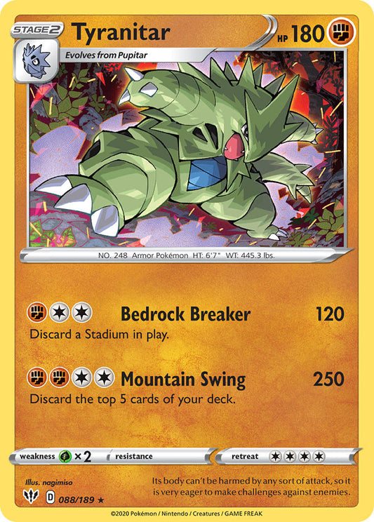 Tyranitar 088/189 Reverse Rare - MissingNo.