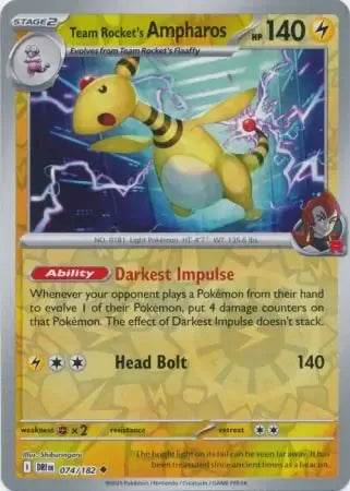 Team Rocket's Ampharos 74/182 Reverse Uncommon - MissingNo.