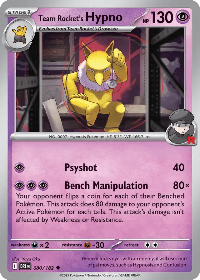 Team Rocket's Hypno 80/182 Uncommon - MissingNo.