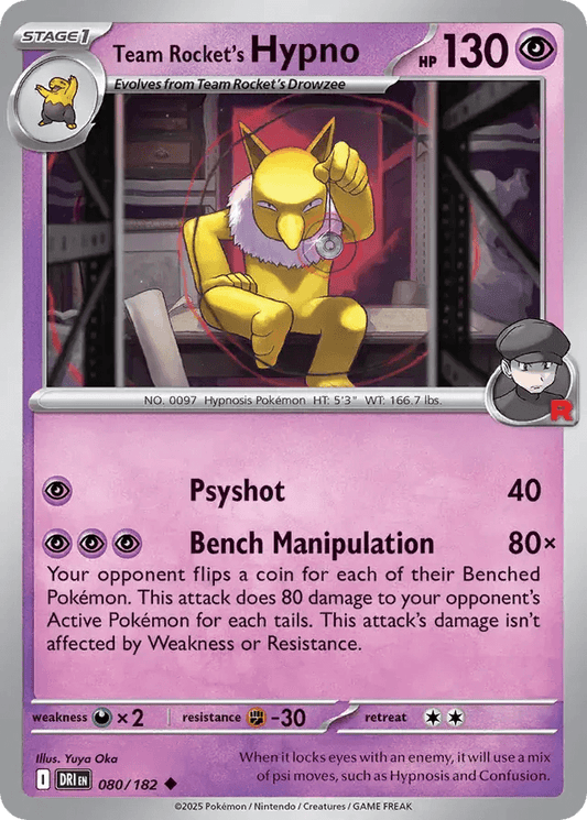 Team Rocket's Hypno 80/182 Uncommon - MissingNo.