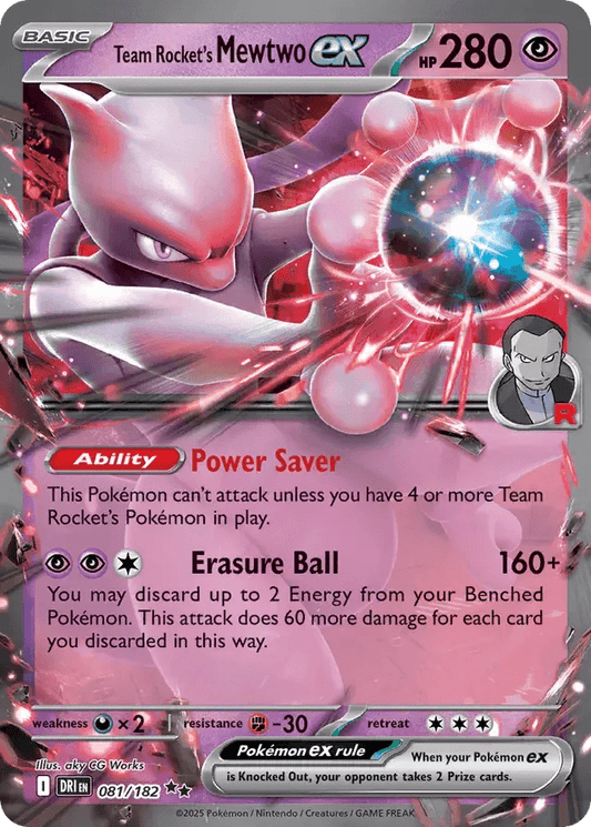 Team Rocket's Mewtwo ex 81/182 Double Rare ex - MissingNo.