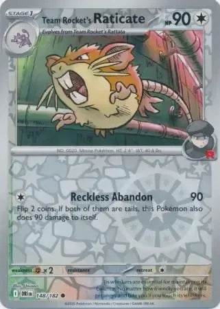 Team Rocket's Raticate 148/182 Reverse Common - MissingNo.