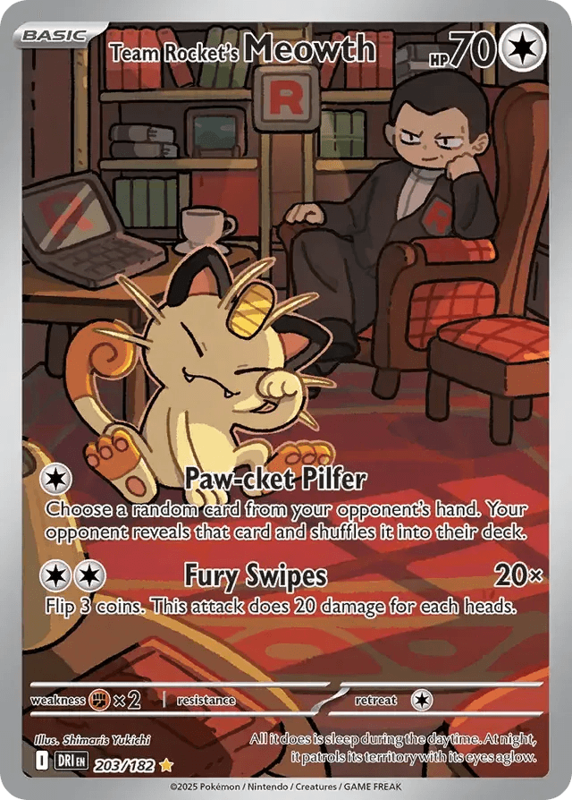Team Rocket's Meowth 203/182 Illustration Rare - MissingNo.