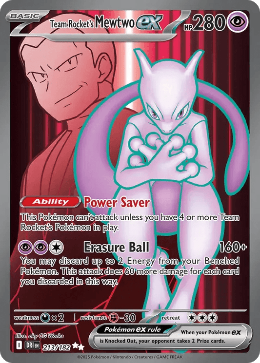 Team Rocket's Mewtwo ex 213/182 Ultra Rare ex - MissingNo.