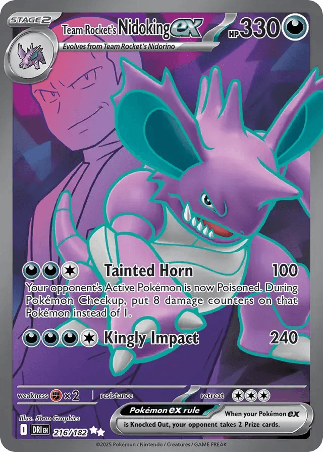 Team Rocket's Nidoking ex 216/182 Ultra Rare ex - MissingNo.