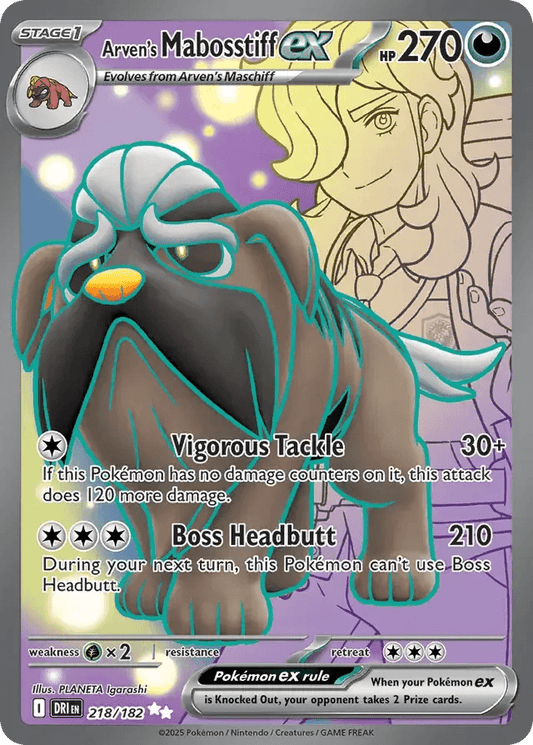 Arven's Mabosstiff ex 218/182 Ultra Rare ex - MissingNo.