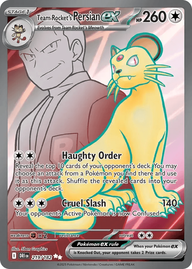 Team Rocket's Persian ex 219/182 Ultra Rare ex - MissingNo.