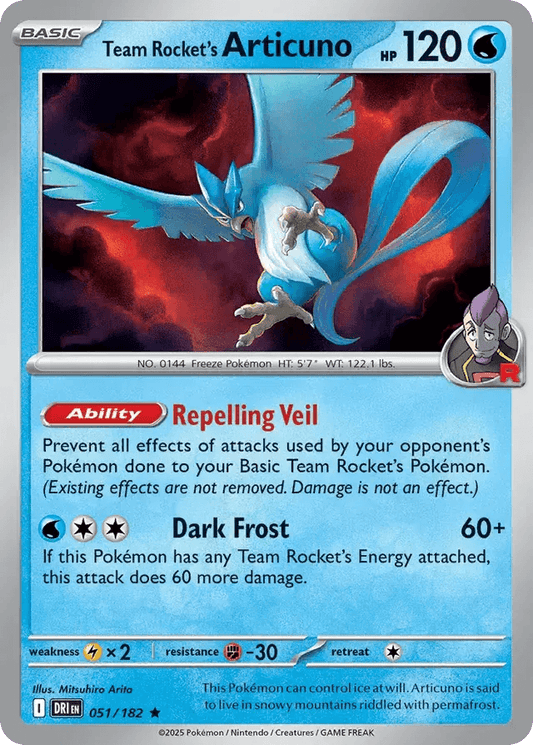 Team Rocket's Articuno 51/182 Holo Rare - MissingNo.