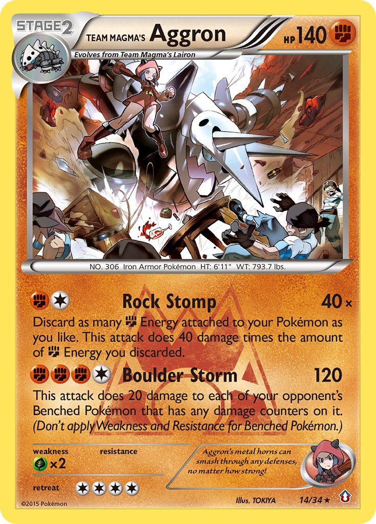 Team Magma's Aggron 14/34 Holo Rare - MissingNo.