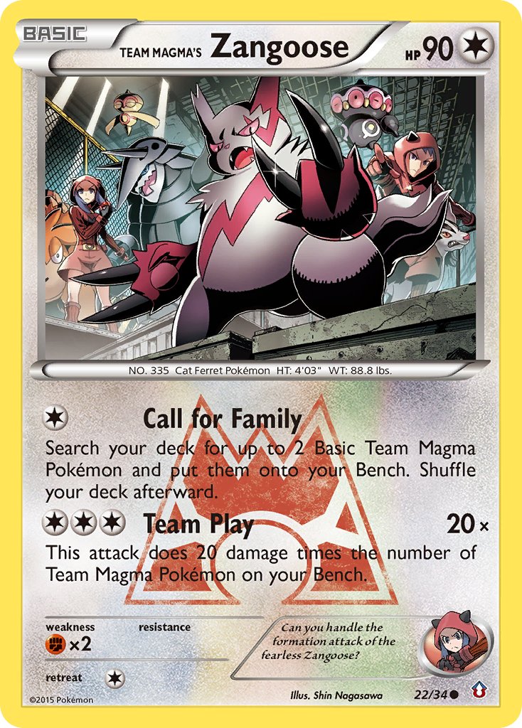 Team Magma's Zangoose 22/34 Reverse Common - MissingNo.