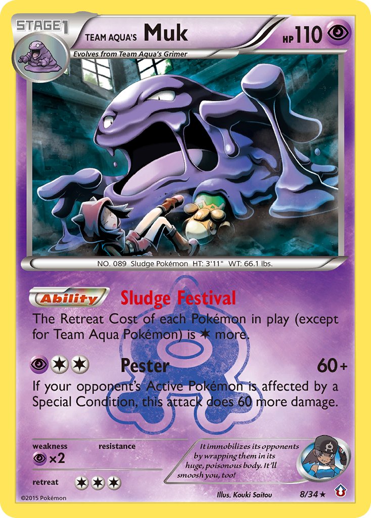 Team Aqua's Muk 8/34 Holo Rare - MissingNo.