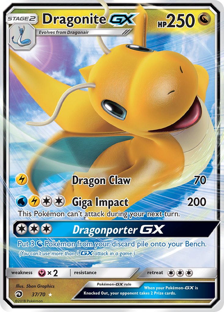 Dragonite GX 37/70 Holo Rare GX - MissingNo.