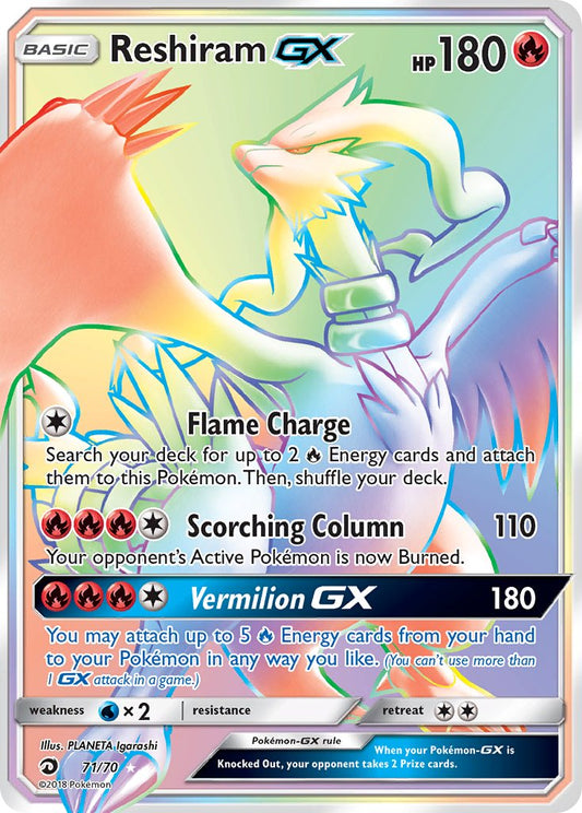 Reshiram GX 71/70 Rainbow Secret Rare GX - MissingNo.
