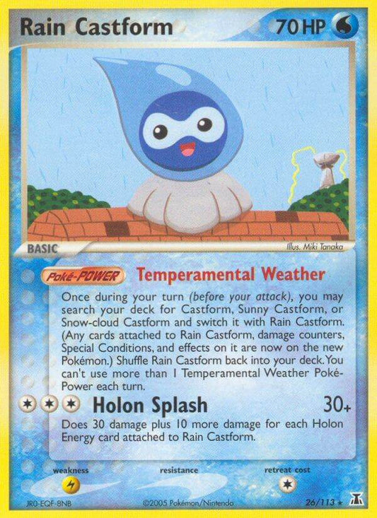 Rain Castform 26/113 Reverse Rare - MissingNo.