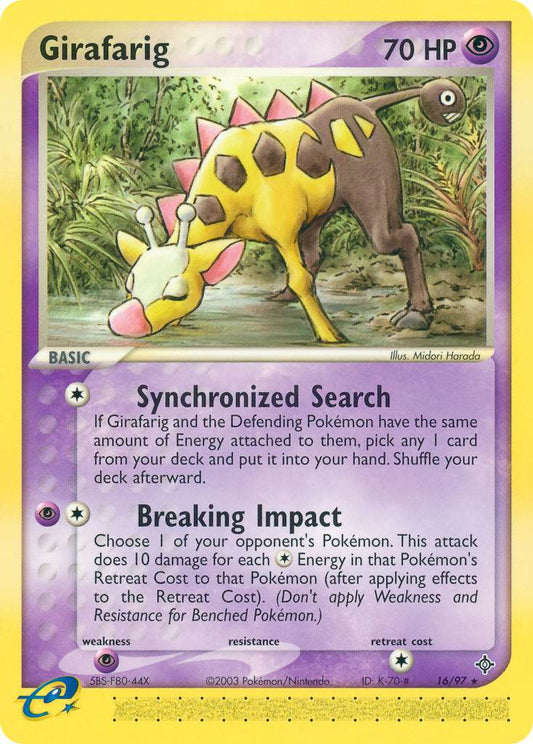 Girafarig 16/97 Reverse Rare - MissingNo.