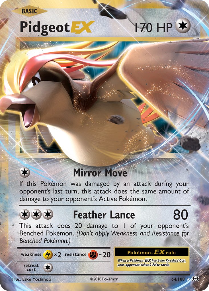 Pidgeot EX 64/108 Holo Rare EX - MissingNo.