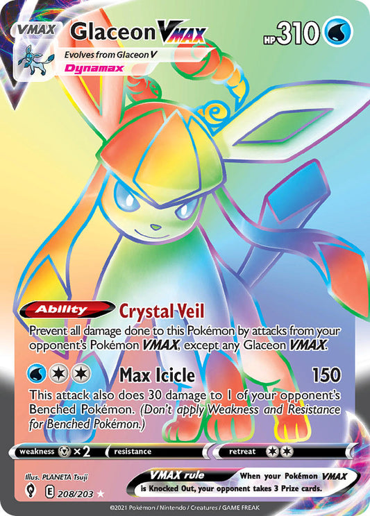 Glaceon VMAX 208/203 Rainbow Secret Rare VMAX