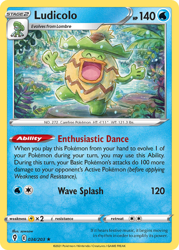 Ludicolo 34/203 Non-Holo Play! Pokémon Stamp Prize Pack Series 2 Exclusive