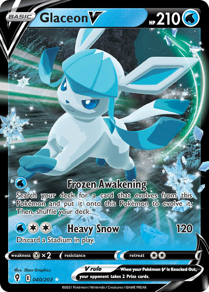 Glaceon V 40/203 Play! Pokémon Stamp Prize Pack Series 1 & Prize Pack Series 2 Exclusive