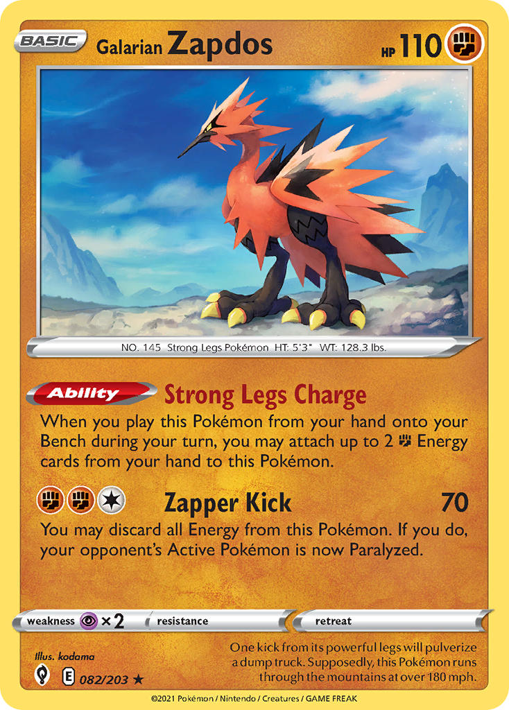Galarian Zapdos 82/203 Holo Rare
