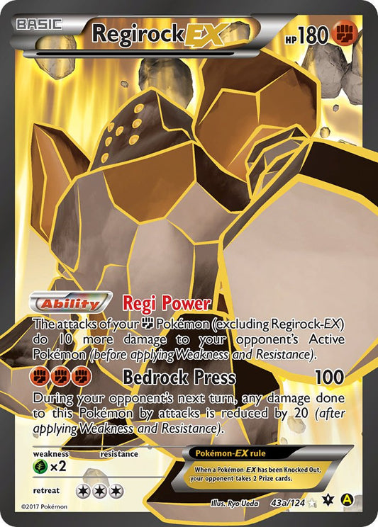 Regirock EX 43a/124 Yellow A Alternate art Premium Trainer's XY Collection Exclusive - MissingNo.